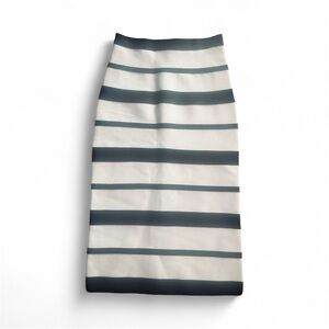 Herve Leger Black and White Striped Pencil Bandage Skirt